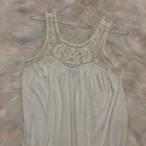 White and mesh floral tank top